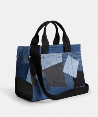 COACH パッチワーク トートバック デニム 良品 COACH トートバッグ デニム ブルー シグネチャー パッチ